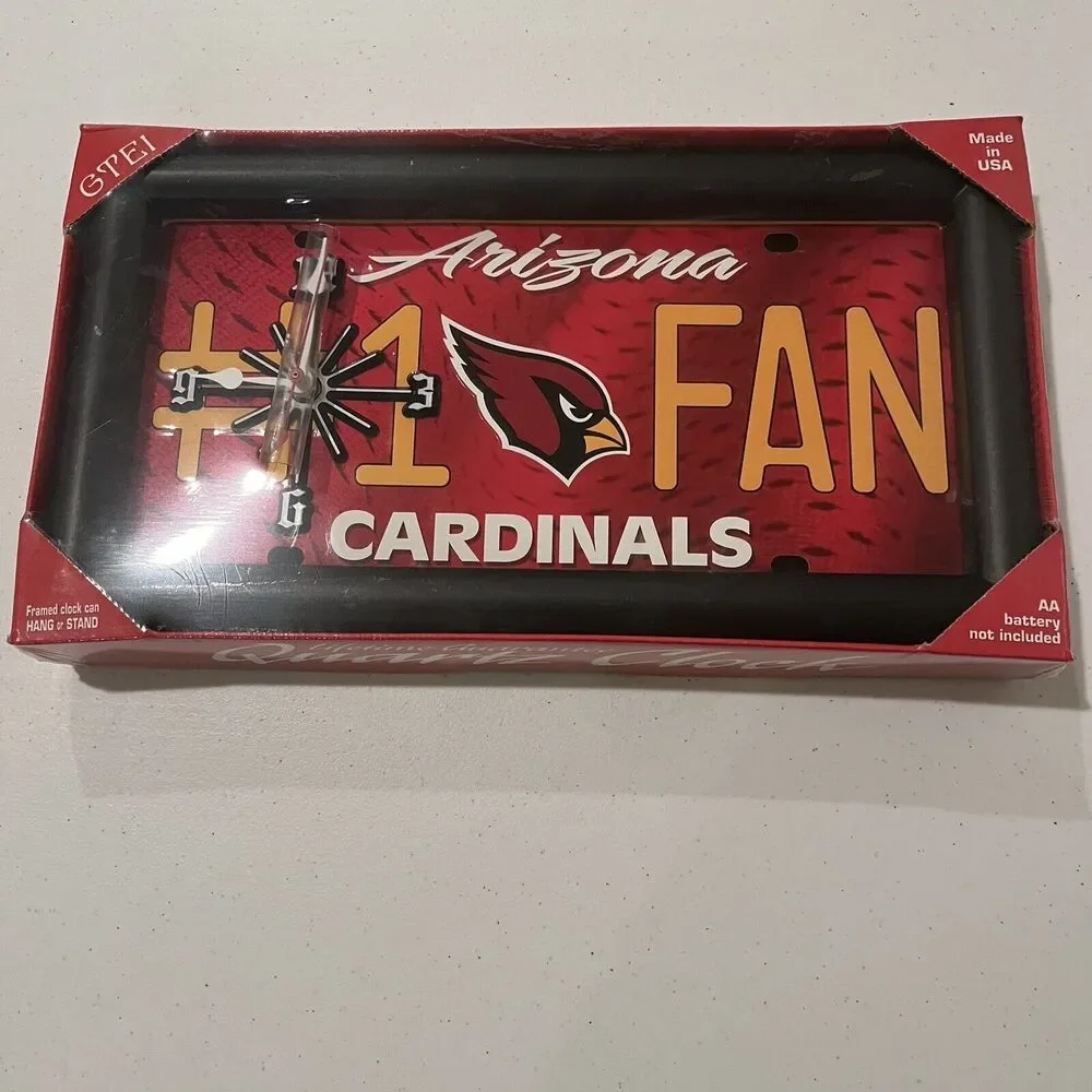 Arizona Cardinals NFL # 1 Fan Quartz License Plate Clock New In Box